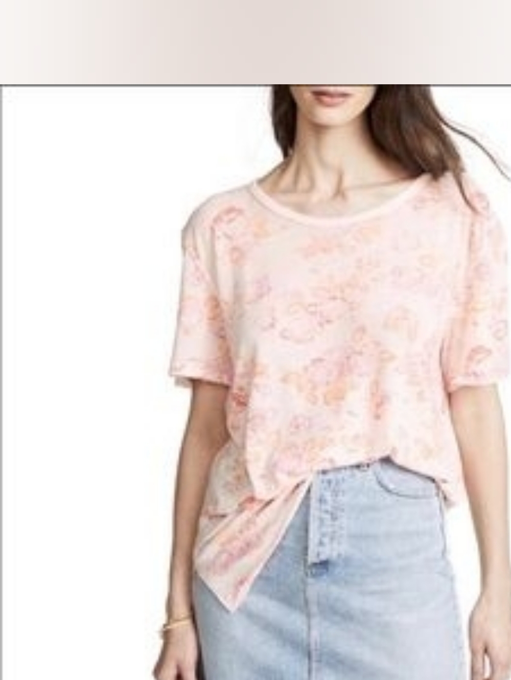 Free People Light Pink Floral Tourist Tee